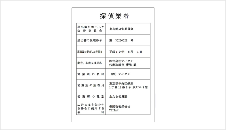 探偵業届出の標識